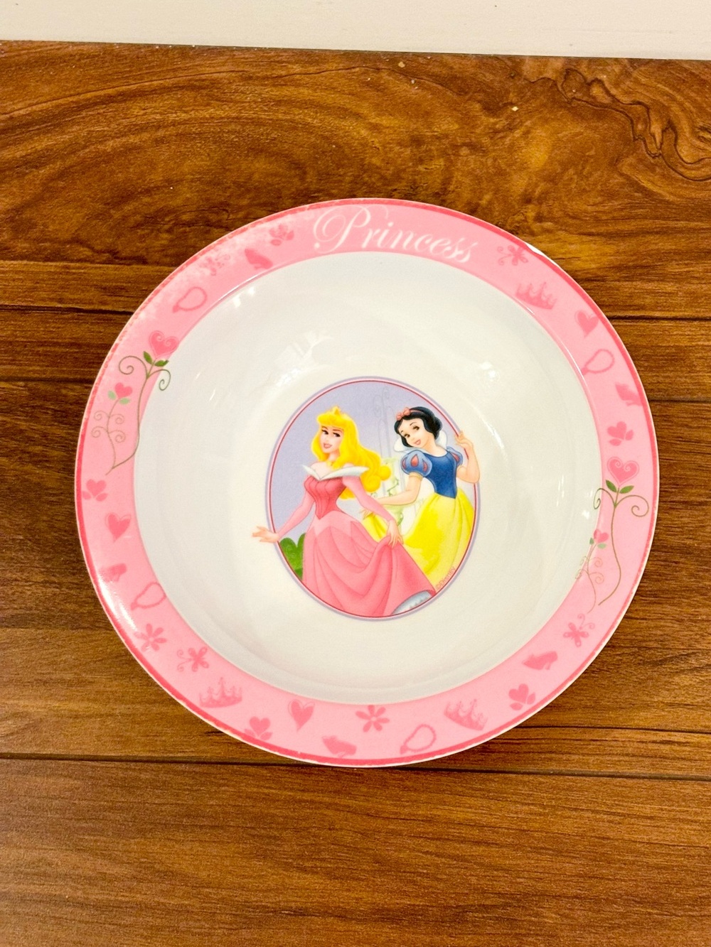 Vintage Disney Princess Pink Melamine Kids Bowl